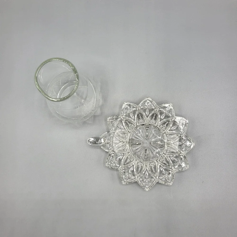 Federal Glass Hurricane Lamp Candle Holder Two Piece Pressed Clear Chimney Base